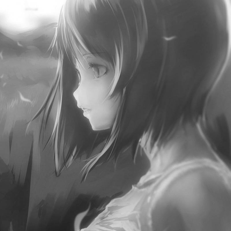 ảnh anime nữ trắng đen ảnh tối