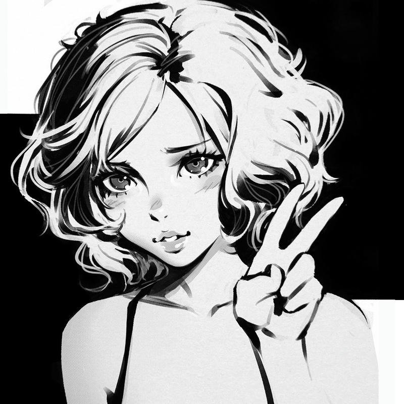 ảnh anime nữ trắng đen sâu