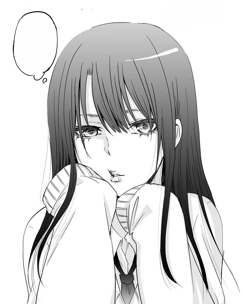 ảnh anime nữ trắng đen trầm