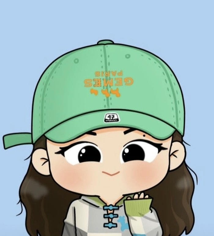 ảnh jennie chibi mũ xanh đáng yêu