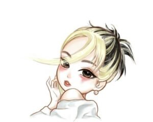 ảnh jennie chibi tóc 2 màu trẻ trung