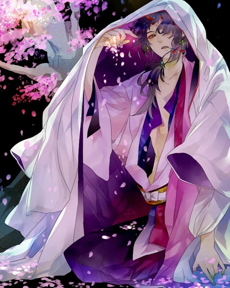 anime nữ mặc kimono ảnh lãng mạn