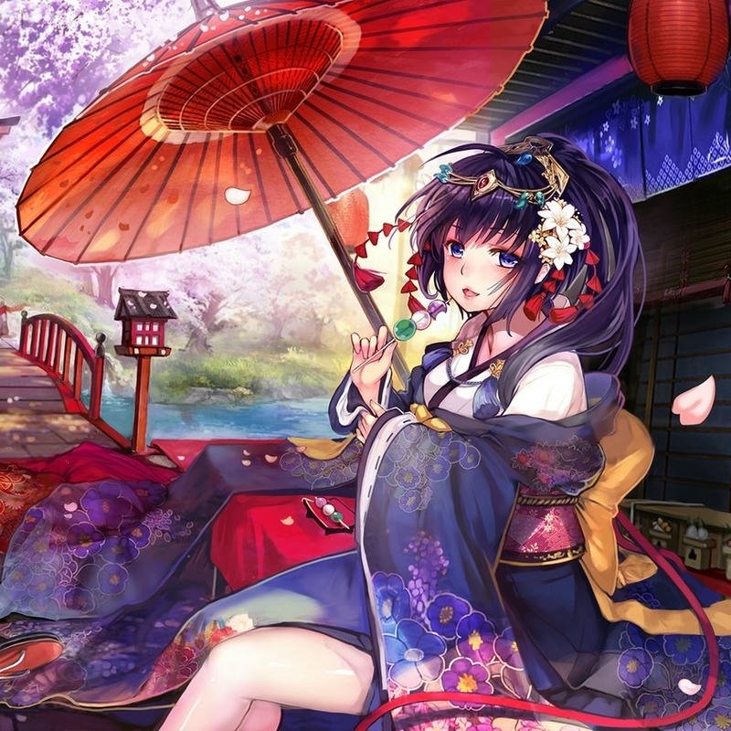 anime nữ mặc kimono ảnh phong cách Nhật