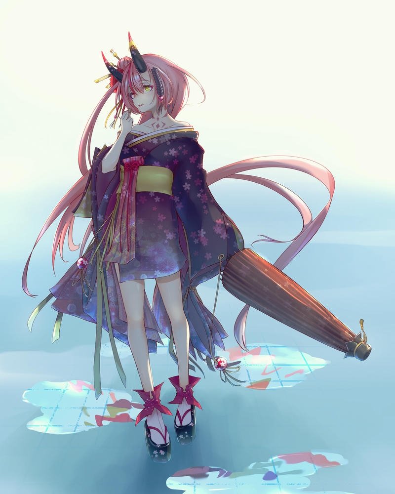 anime nữ mặc kimono ảnh phong thái nhẹ nhàng