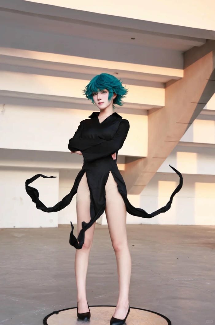 cosplay Tatsumaki tóc xanh