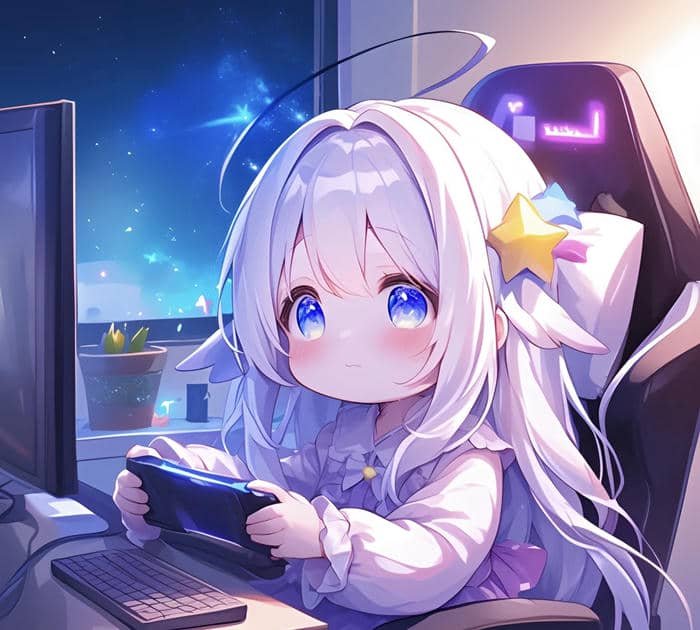 dáng ngồi nhỏ ảnh anime chibi