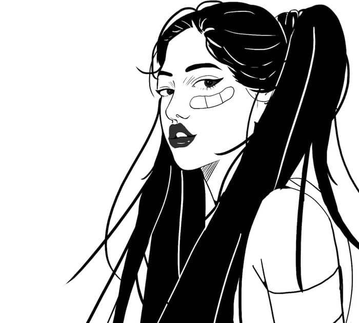 đường nét tinh tế avatar đen trắng