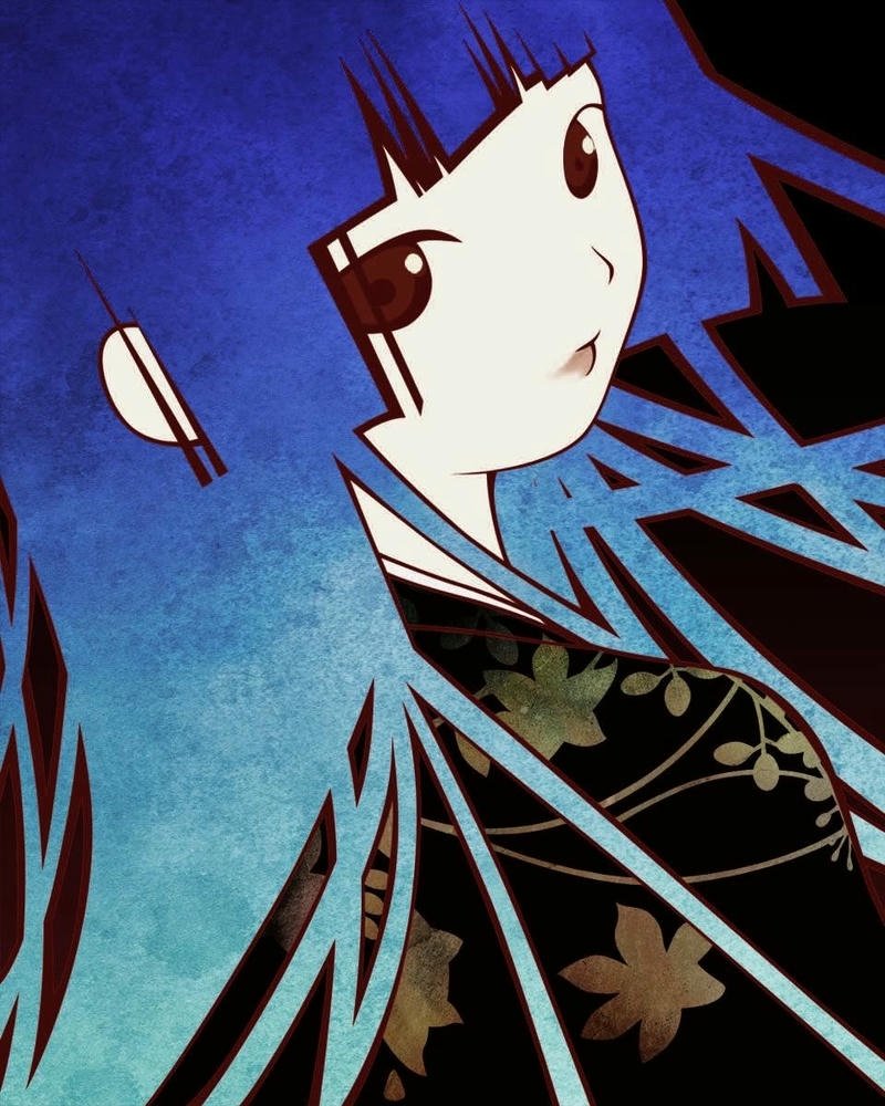 hình ảnh anime nữ mặc kimono rực rỡ