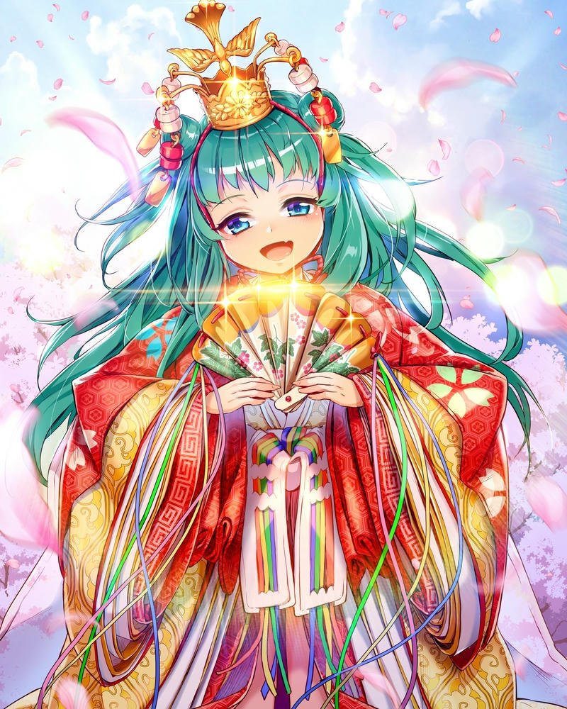 hình ảnh anime nữ mặc kimono sắc màu nhẹ