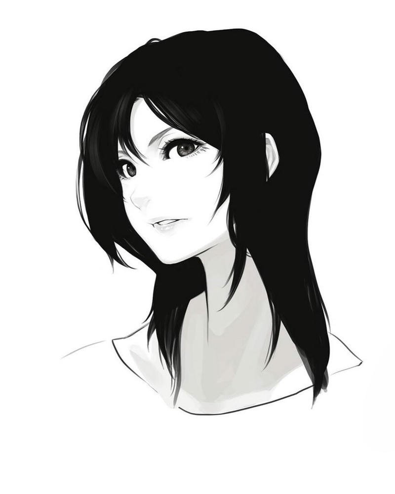 hình ảnh anime nữ trắng đen buồn nhẹ