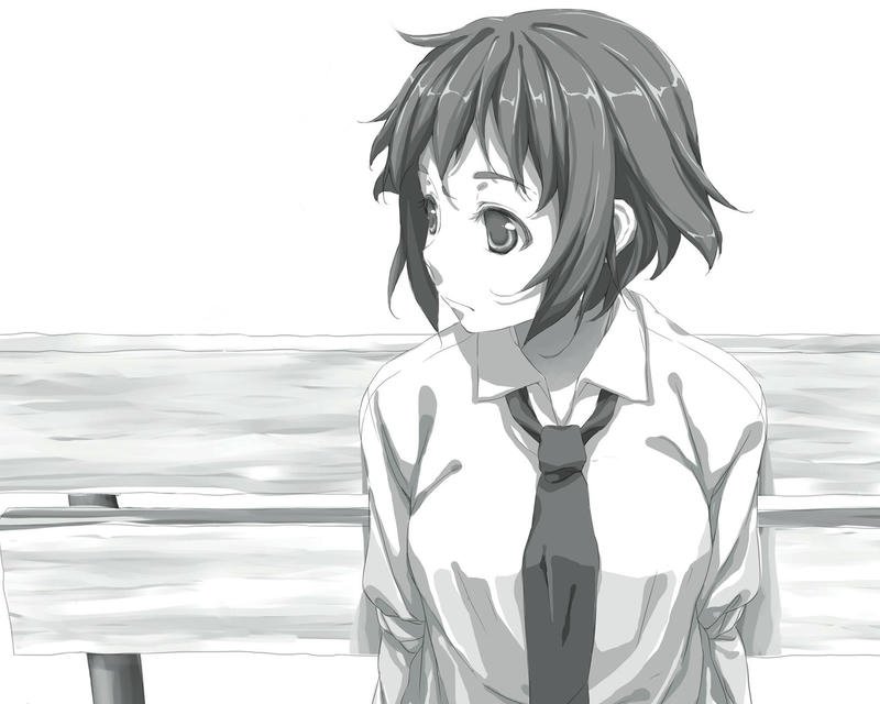 hình ảnh anime nữ trắng đen mịn