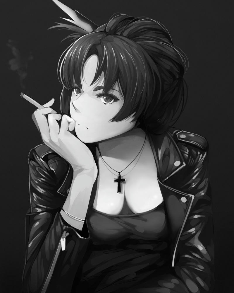 hình ảnh anime nữ trắng đen nghệ
