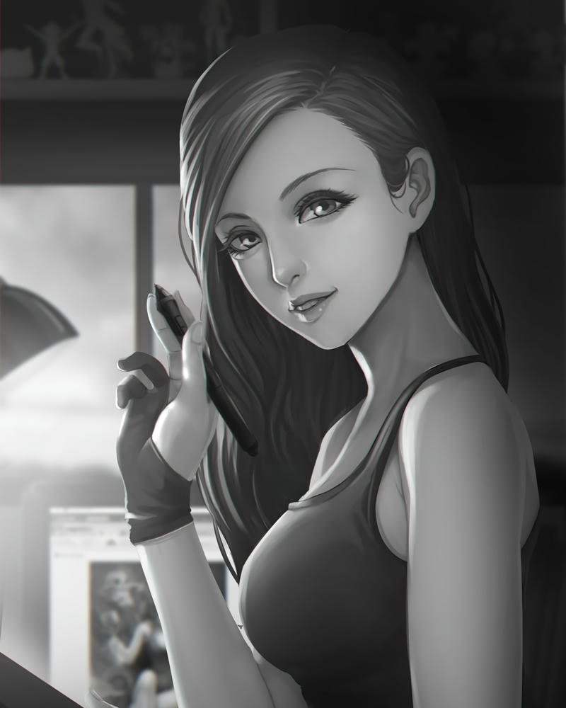 hình ảnh anime nữ trắng đen tối đậm