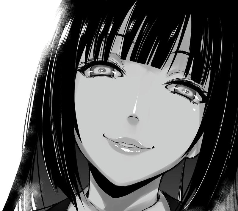 hình ảnh anime nữ trắng đen tối