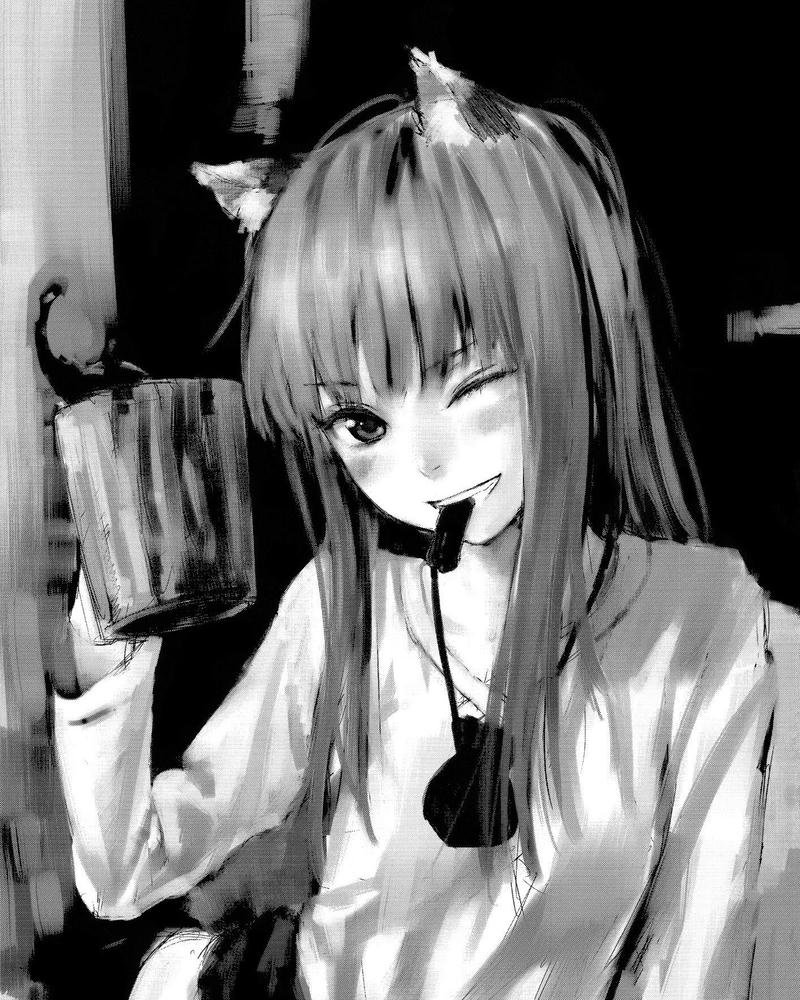 hình ảnh anime nữ trắng đen trầm