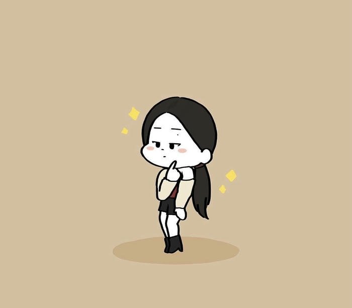 hình ảnh jennie chibi tóc đen dài