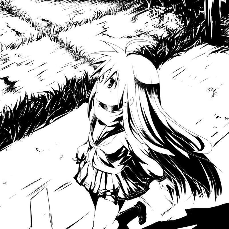 hình anime nữ trắng đen chill