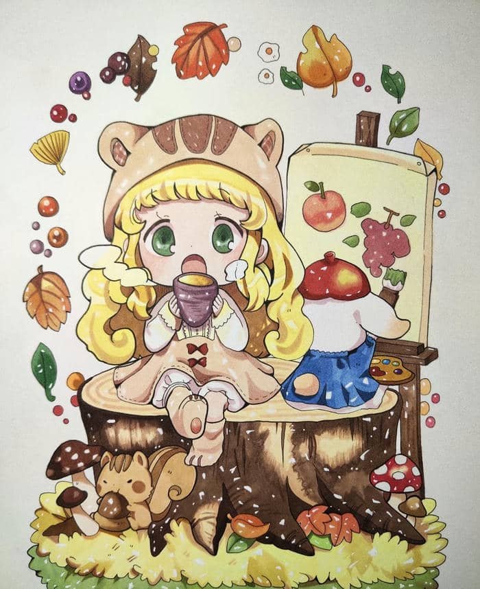 màu sắc dịu ảnh anime nữ chibi