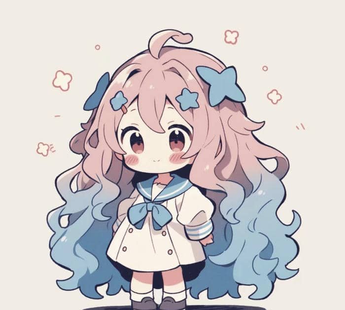 nét phác mềm ảnh anime nữ chibi