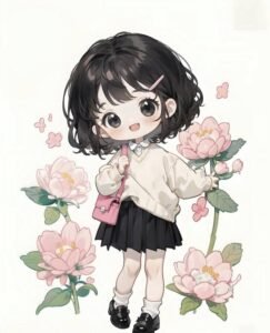 nét vẽ baby ảnh anime nữ chibi