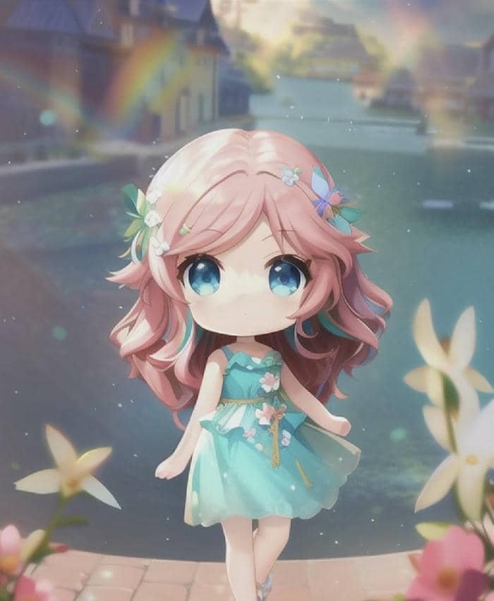 tóc dài cute ảnh anime nữ chibi