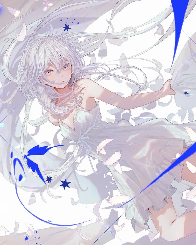 ảnh anime girl tóc trắng concept