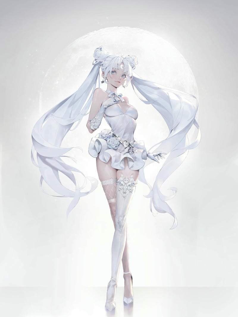 ảnh anime girl tóc trắng full hd