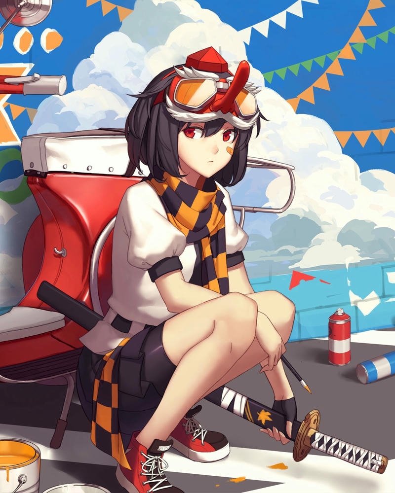 ảnh anime nữ cầm kiếm phong cách