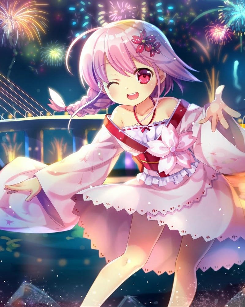 ảnh anime nữ tóc hồng nổi bật art