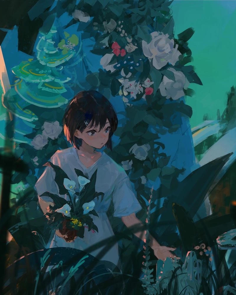 ảnh anime nữ tóc ngắn simple