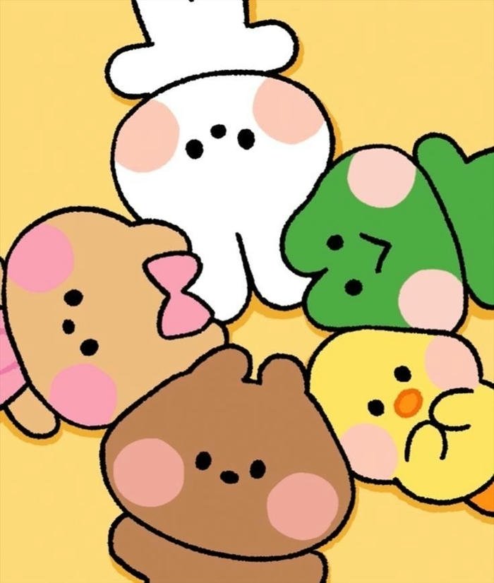 ảnh avatar hoạt hình cute 5 người