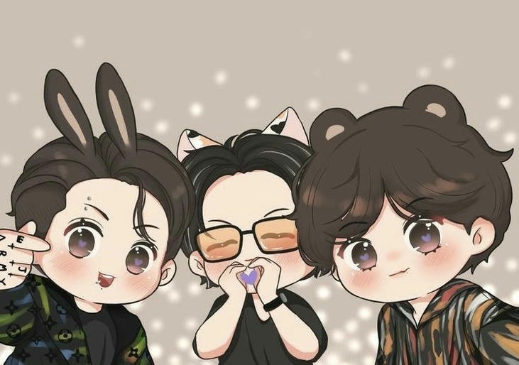ảnh bts chibi siêu thực hoạt hình