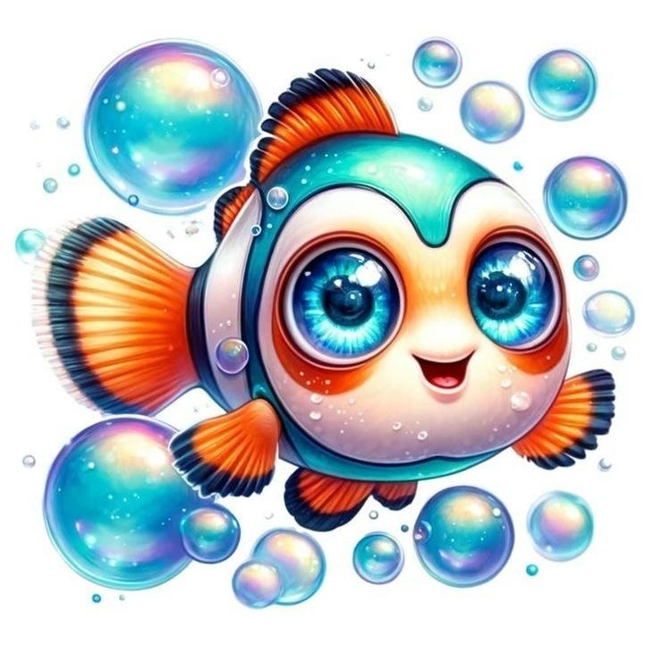 ảnh cá chibi nhẹ nhàng tối giản