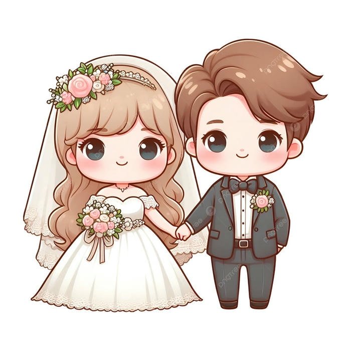 ảnh chibi cô dâu chú rể cực yêu