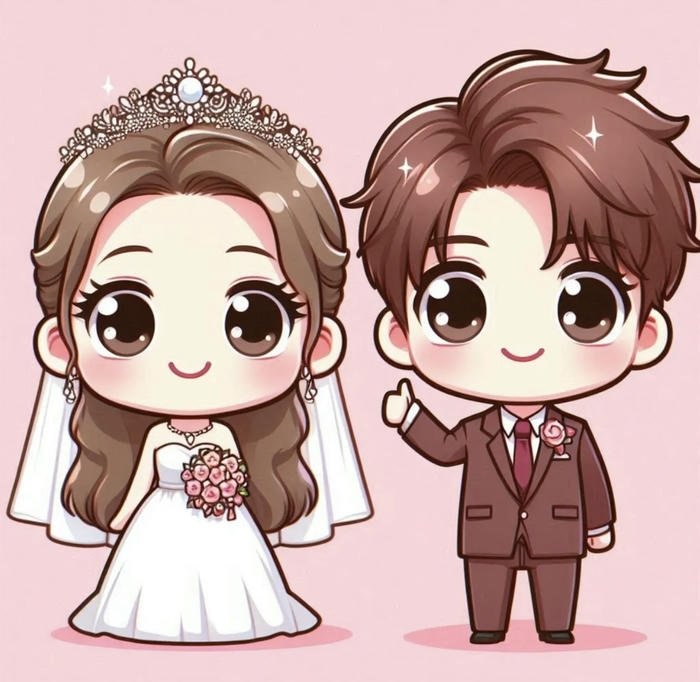 ảnh chibi cô dâu chú rể đáng yêu nhất