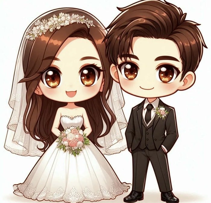 ảnh chụp chibi cô dâu chú rể tuyệt đẹp