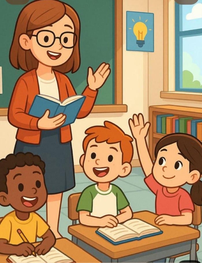 ảnh cô giáo chibi đang giảng