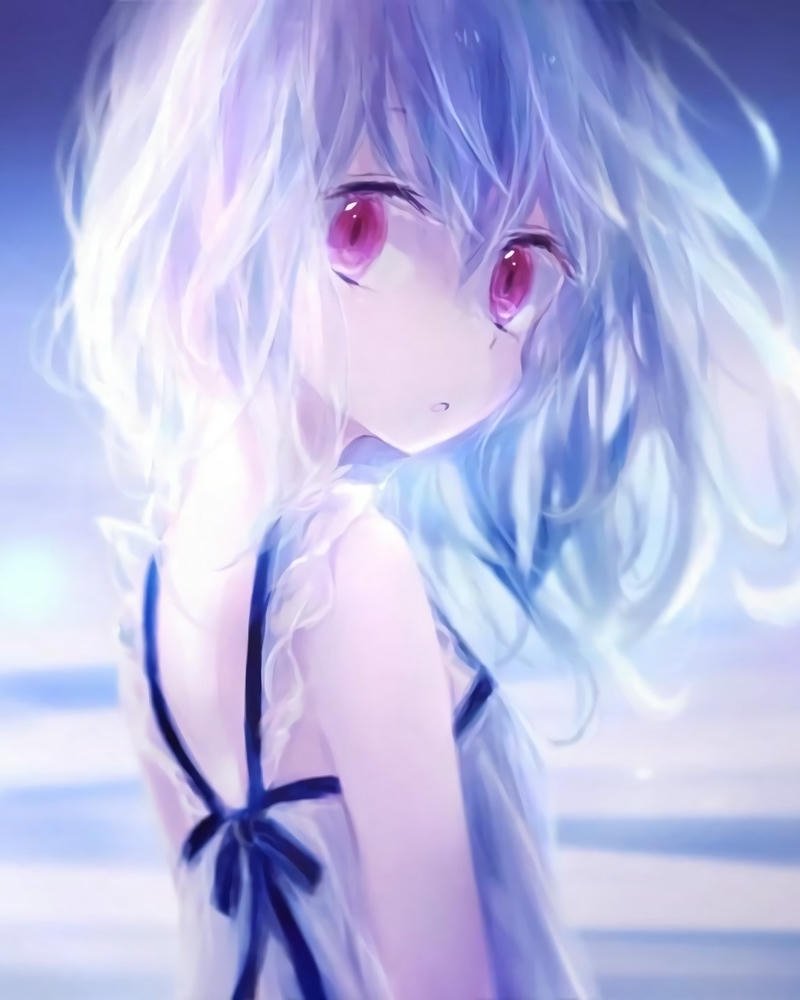 anime girl ảnh tóc trắng thanh lịch