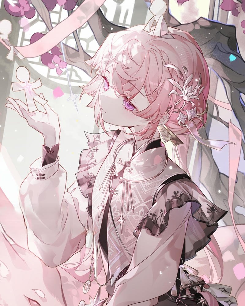 anime nữ tóc hồng cá tính