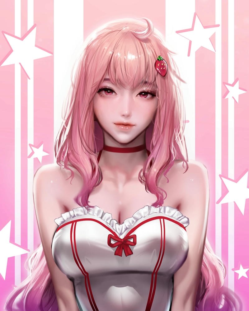 anime nữ tóc hồng đẹp mắt