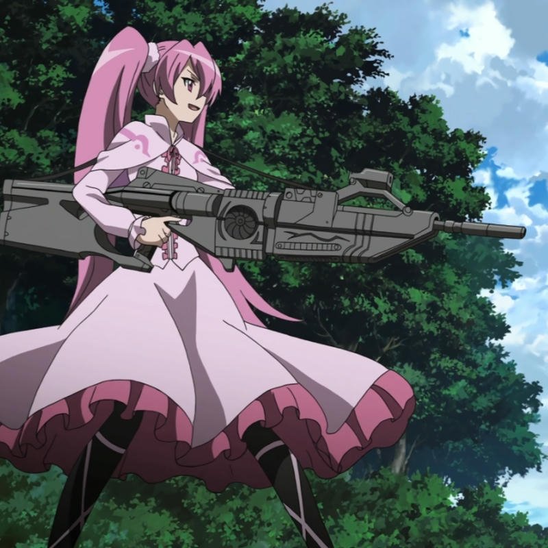 anime nữ tóc hồng góc nghiêng