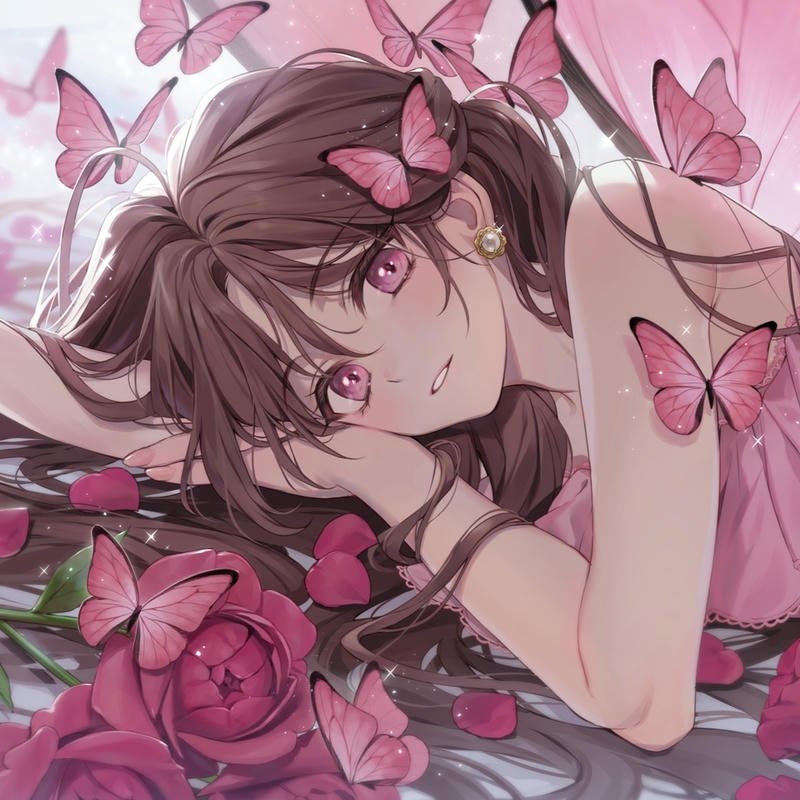 anime nữ tóc hồng rực rỡ