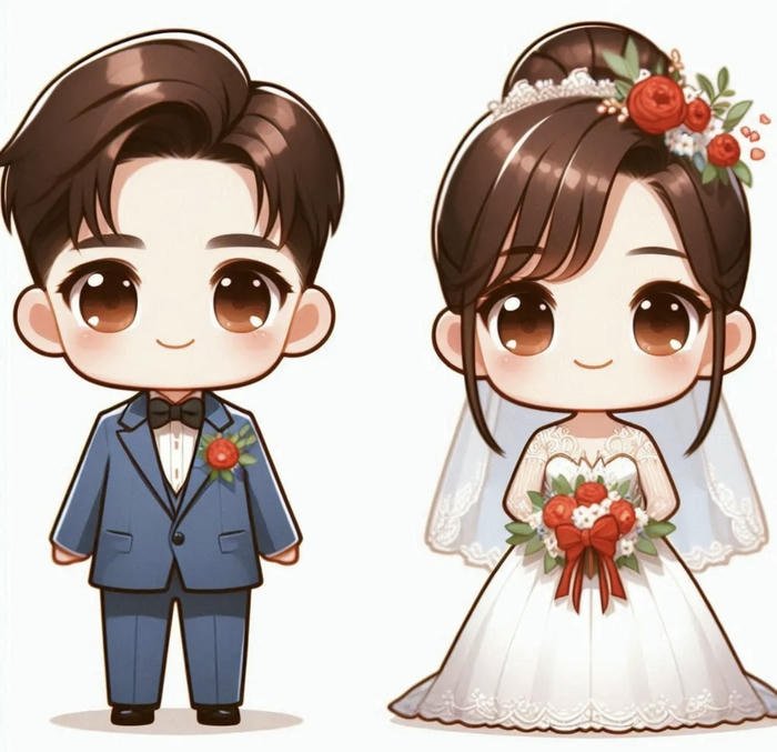 cô dâu chú rể chibi lễ vu quy