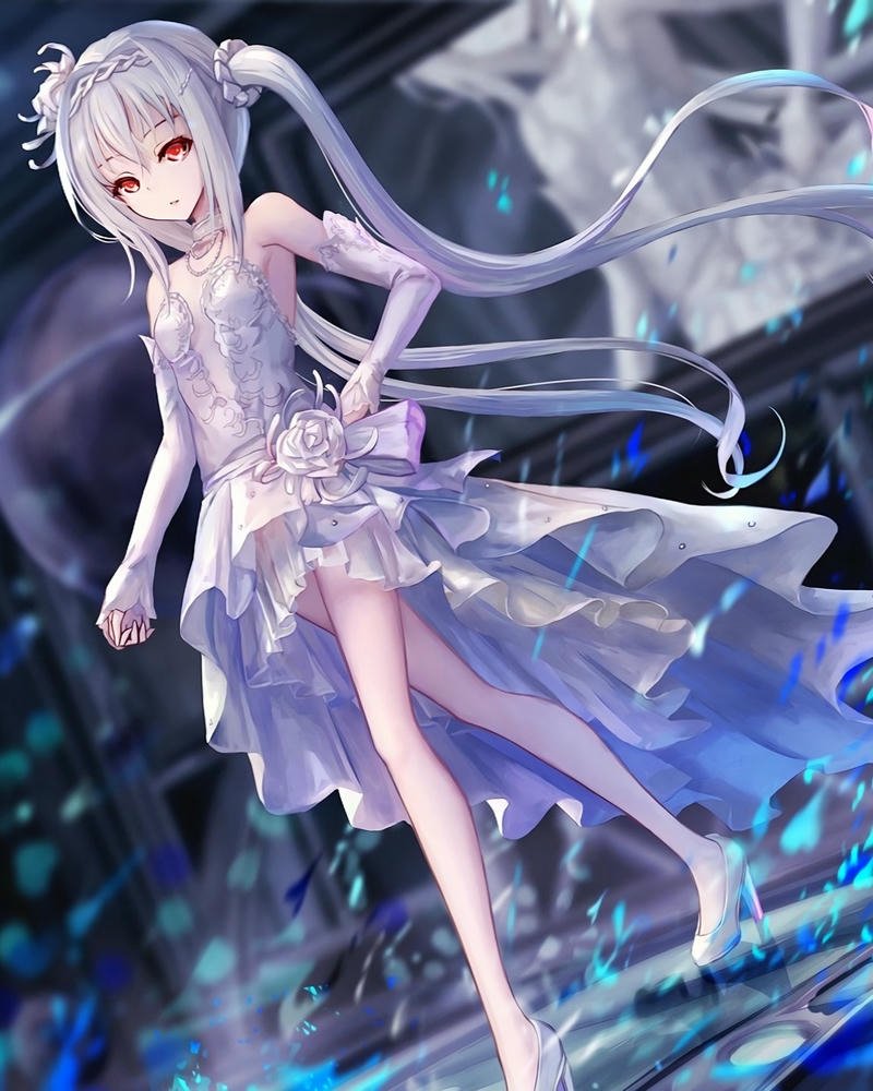 hình ảnh anime girl tóc trắng nhẹ nhàng