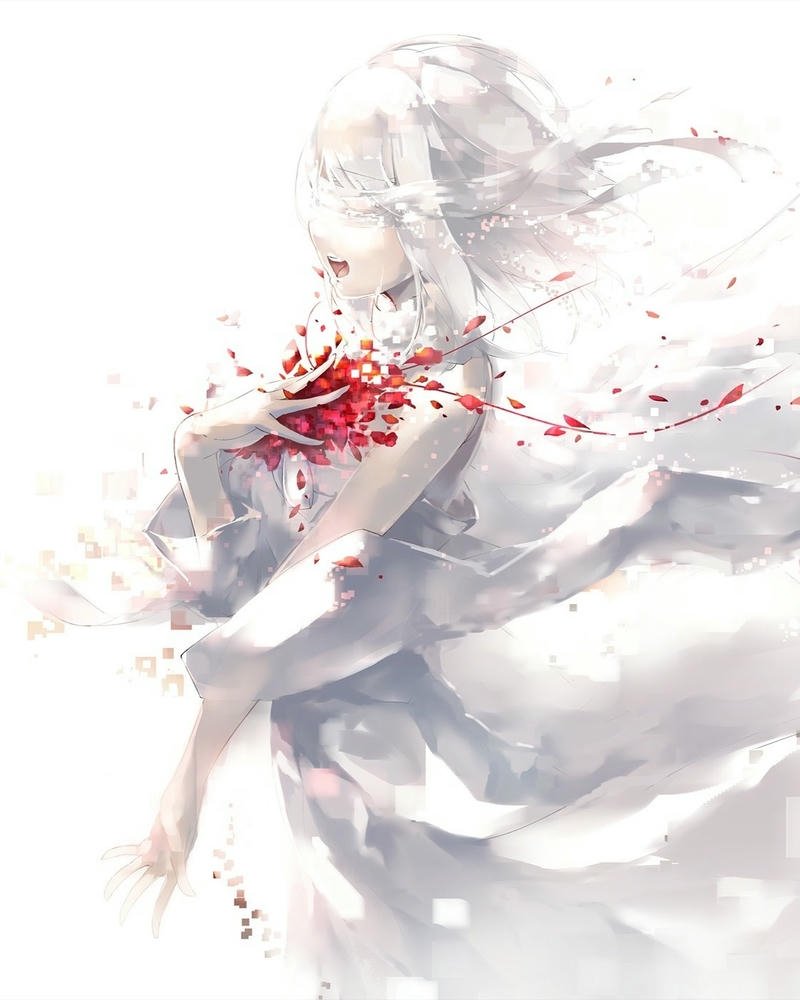 hình ảnh anime girl tóc trắng phong cách