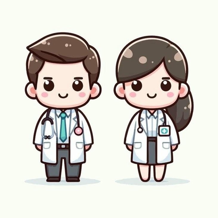 hình ảnh bác sĩ chibi dáng vẻ tận tâm