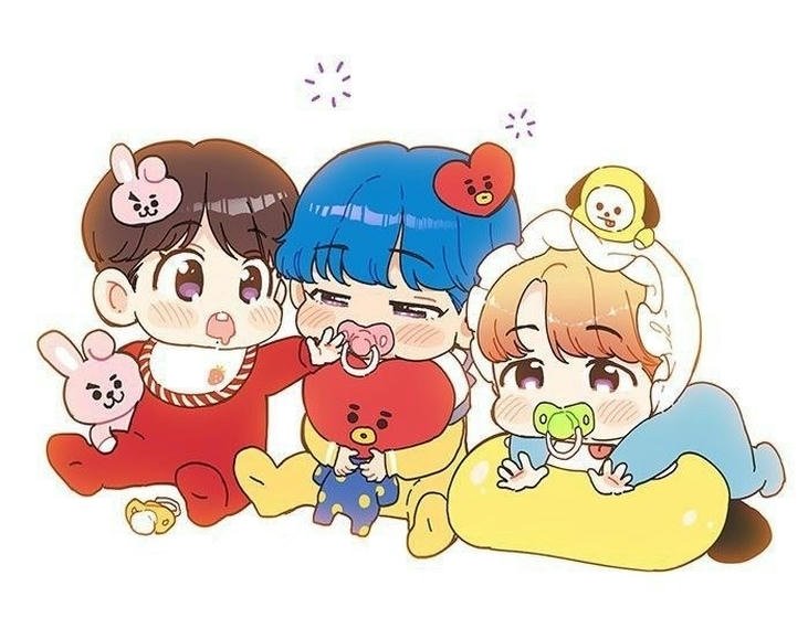 hình ảnh bts chibi biểu hiện trẻ