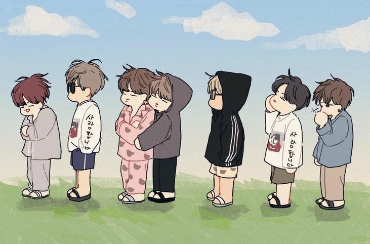 hình ảnh bts chibi dáng đứng sinh động