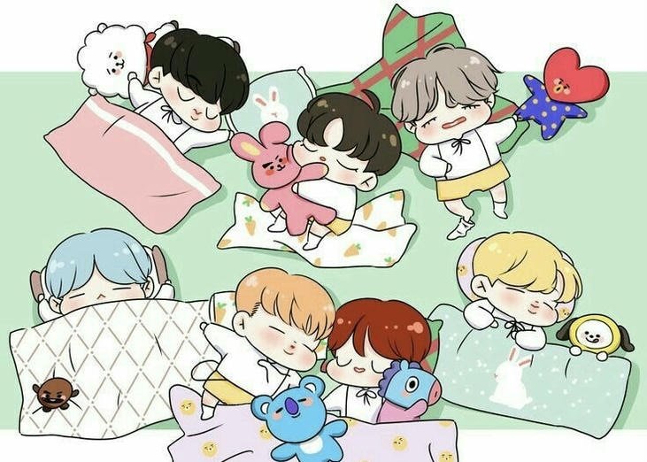hình ảnh bts chibi hình tượng nhóm