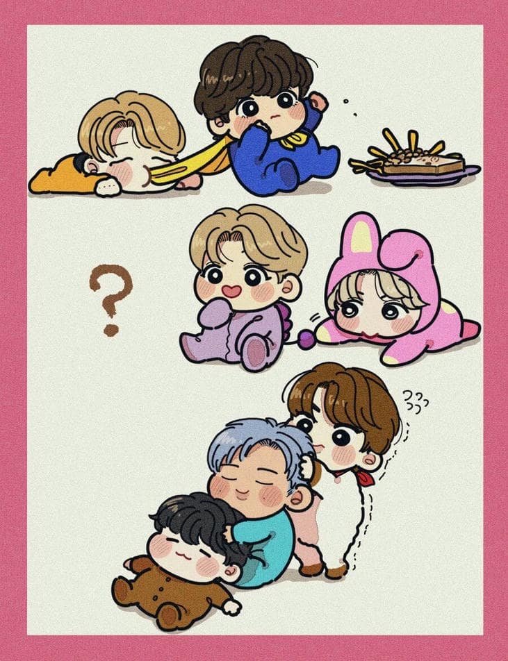 hình ảnh bts chibi thân thiết